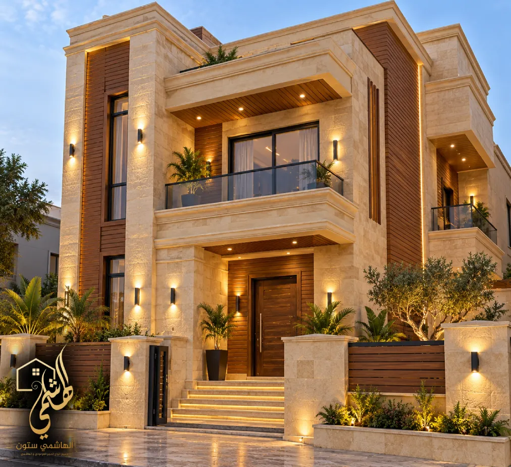 تشطيب واجهات باستعمال الحجر وبديل الباركيه