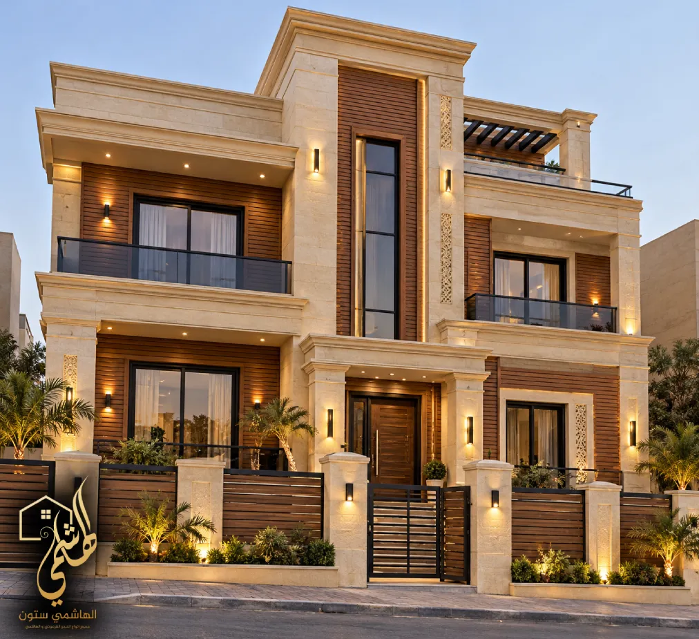 تشطيب واجهات باستعمال الحجر وبديل الباركيه